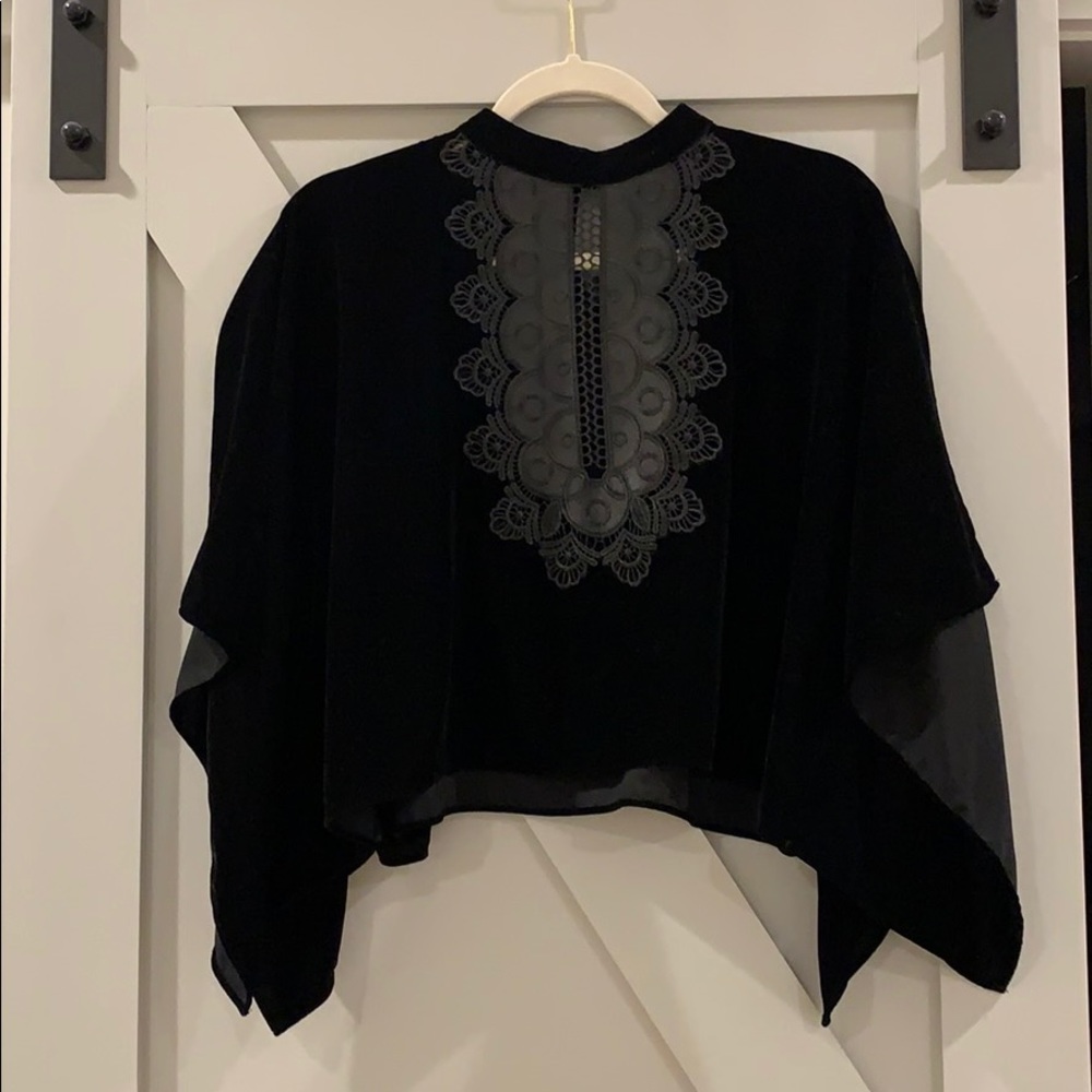 Zara black velvet cape top NWT fits S-M